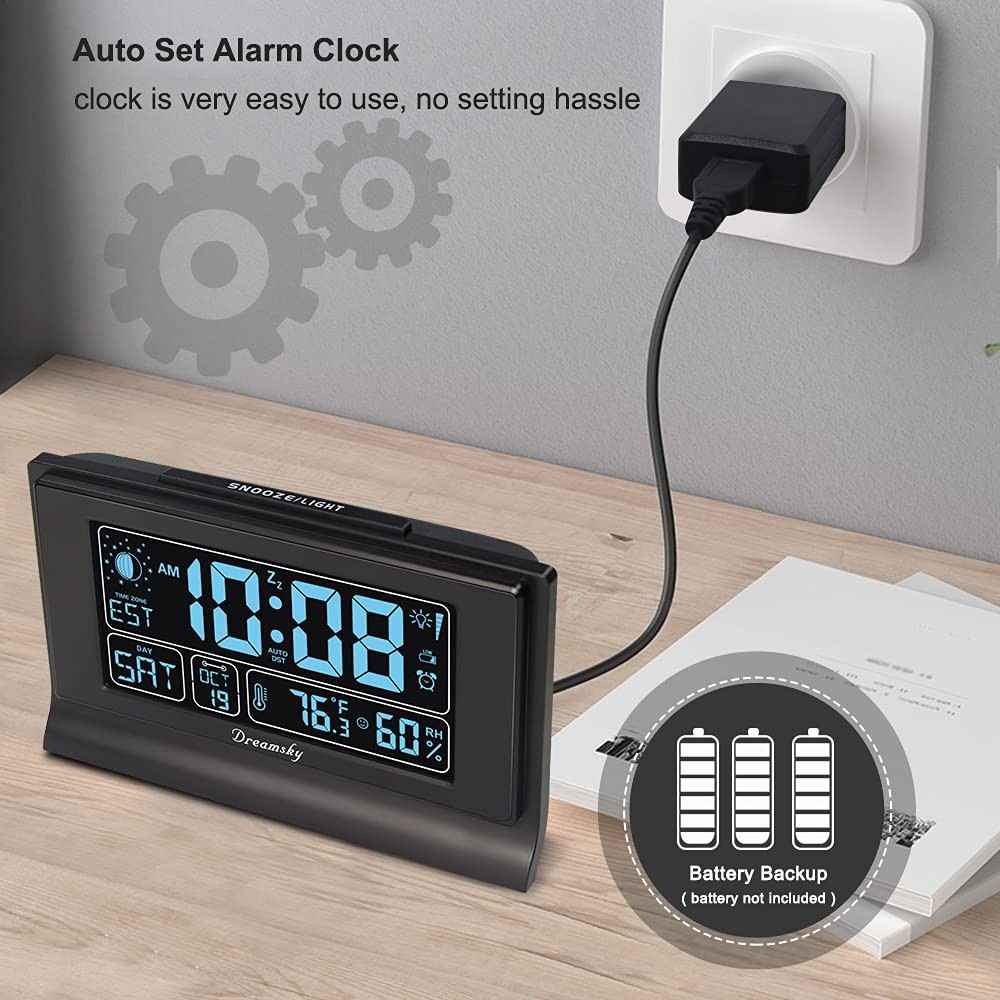 Smart Alarm Clock with Humidity, Temperature Display Moon Phase Function