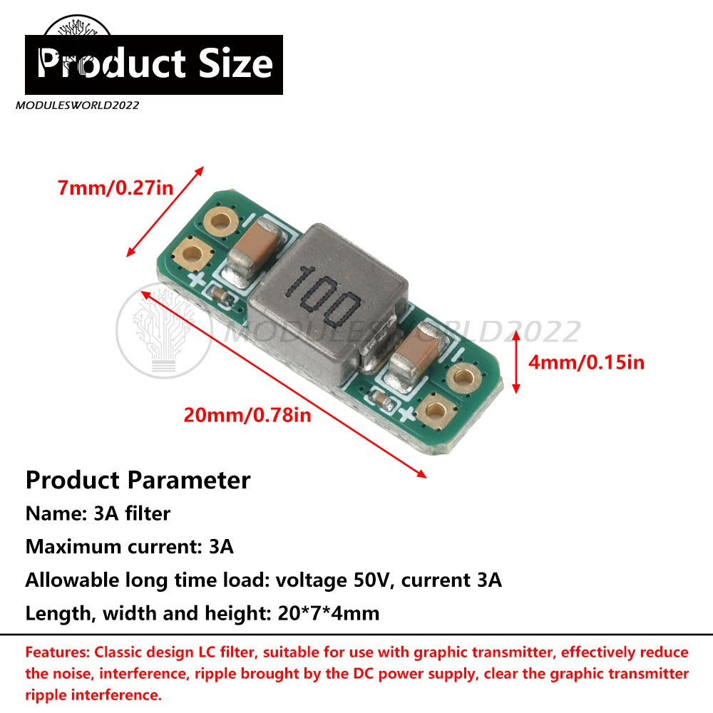 LC Filter Module 3A 50V clearing image transmission ripple interference filter