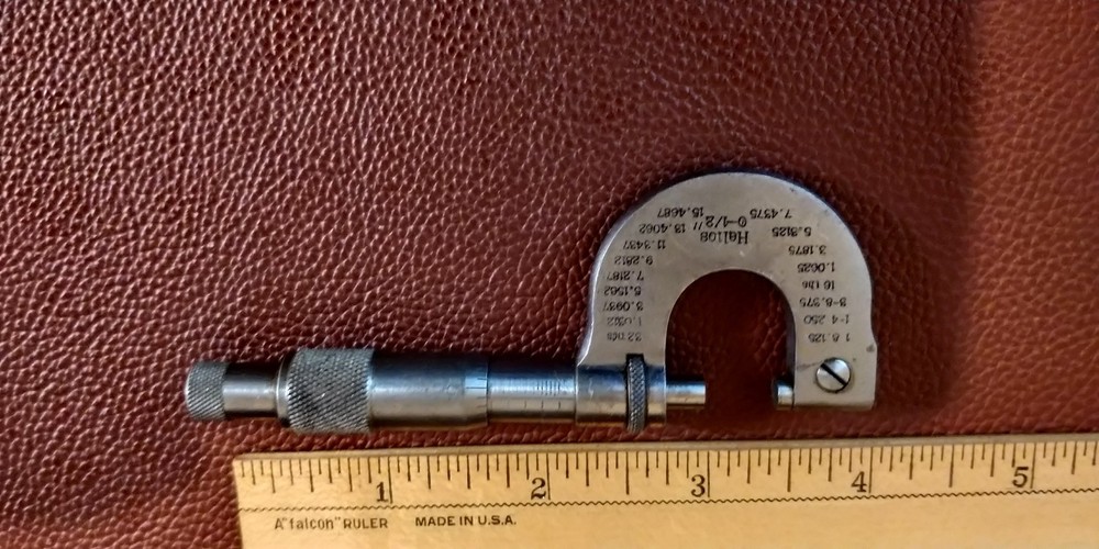 Vintage Helios Outside Micrometer 0-1/2" Range MINI