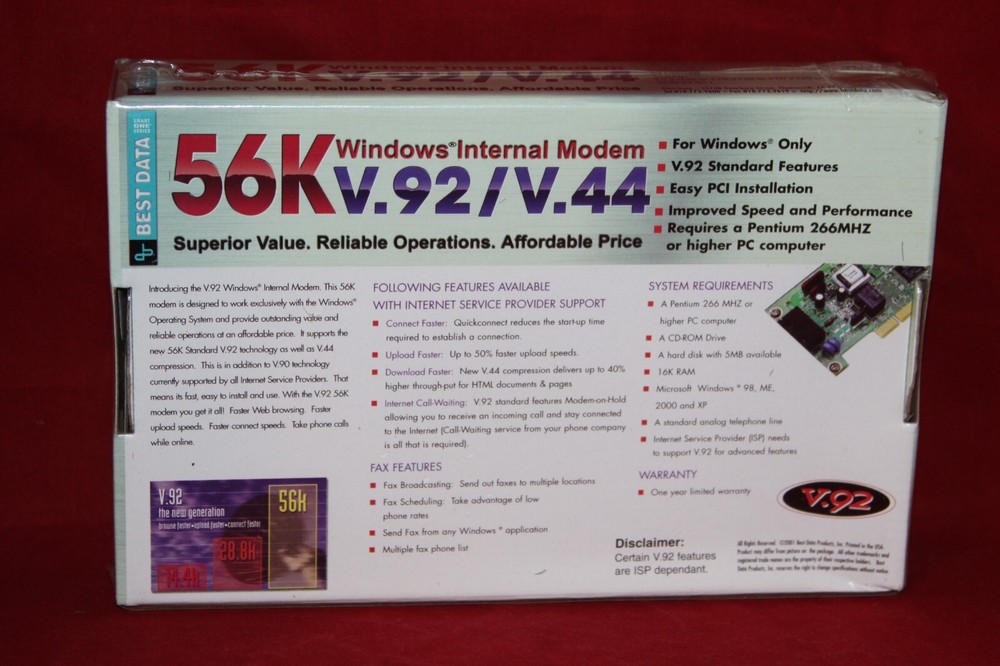 PCI Best Data Windows Internal Modem 56 Kbps V.92/V.44