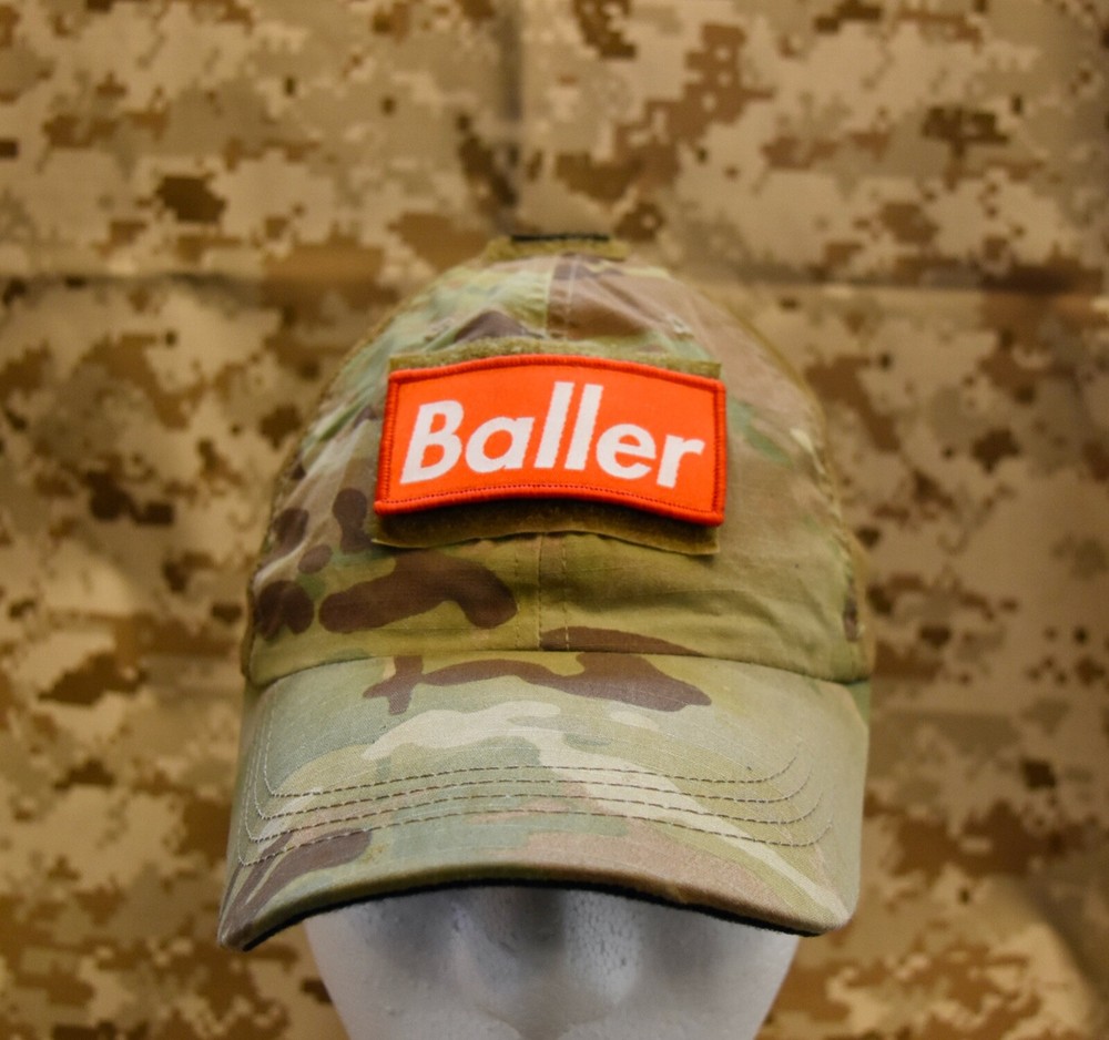 Baller Woven Morale Patch Playa OAF Tactical Cap Operator Hook Loop Backing