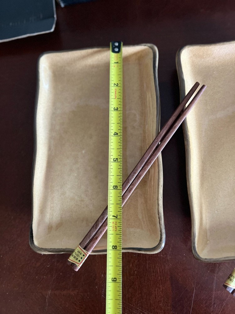 Japanese Style Ceramic Sushi Dinnerware Set for 2 With Chopsticks & Holders 6pc