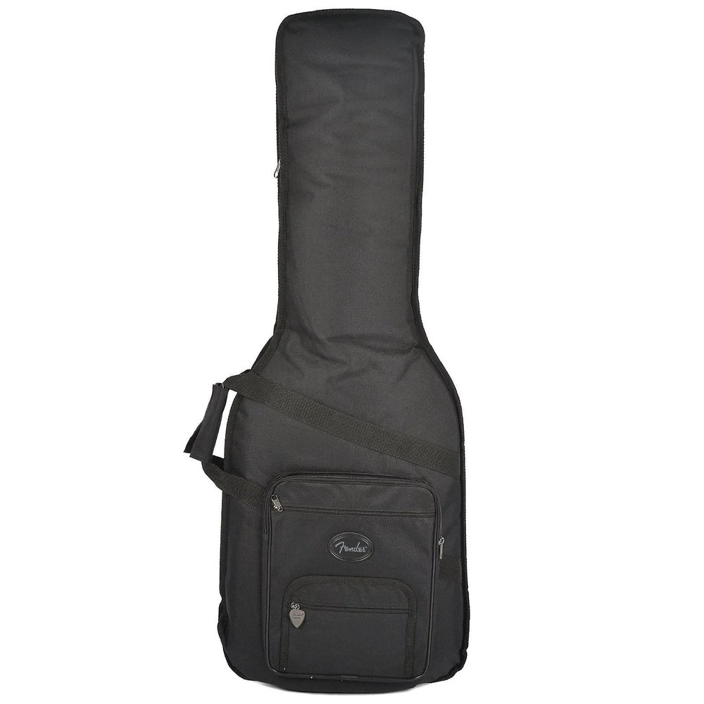 FENDER BLACK GIG BAG 3 FRONT ZIPPERED COMPARTMENTS & FENDER PICK ZIPPER PULL