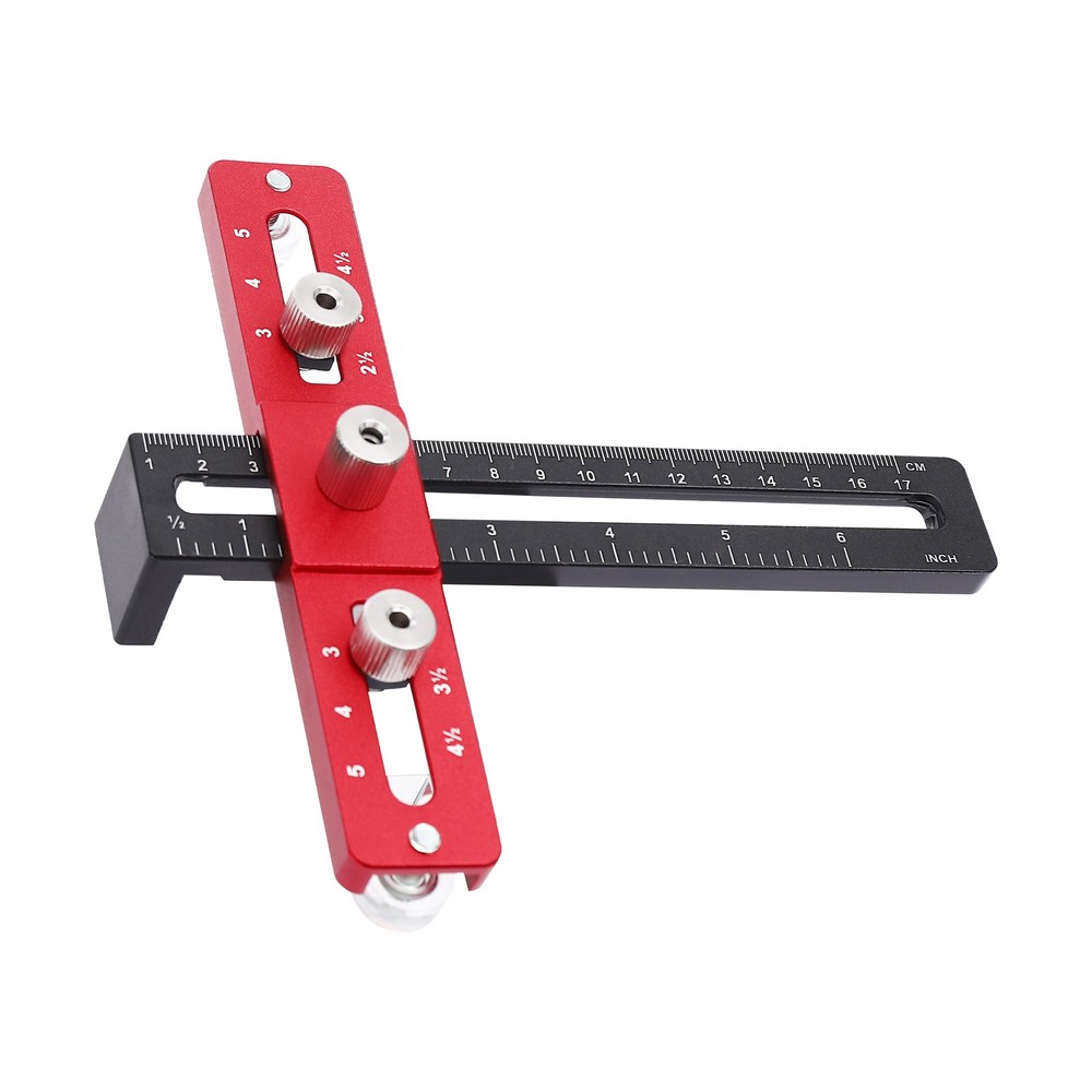 Woodworking Drill Guide with 2 Drills, Drilling Positioning Guide Ruler Tool