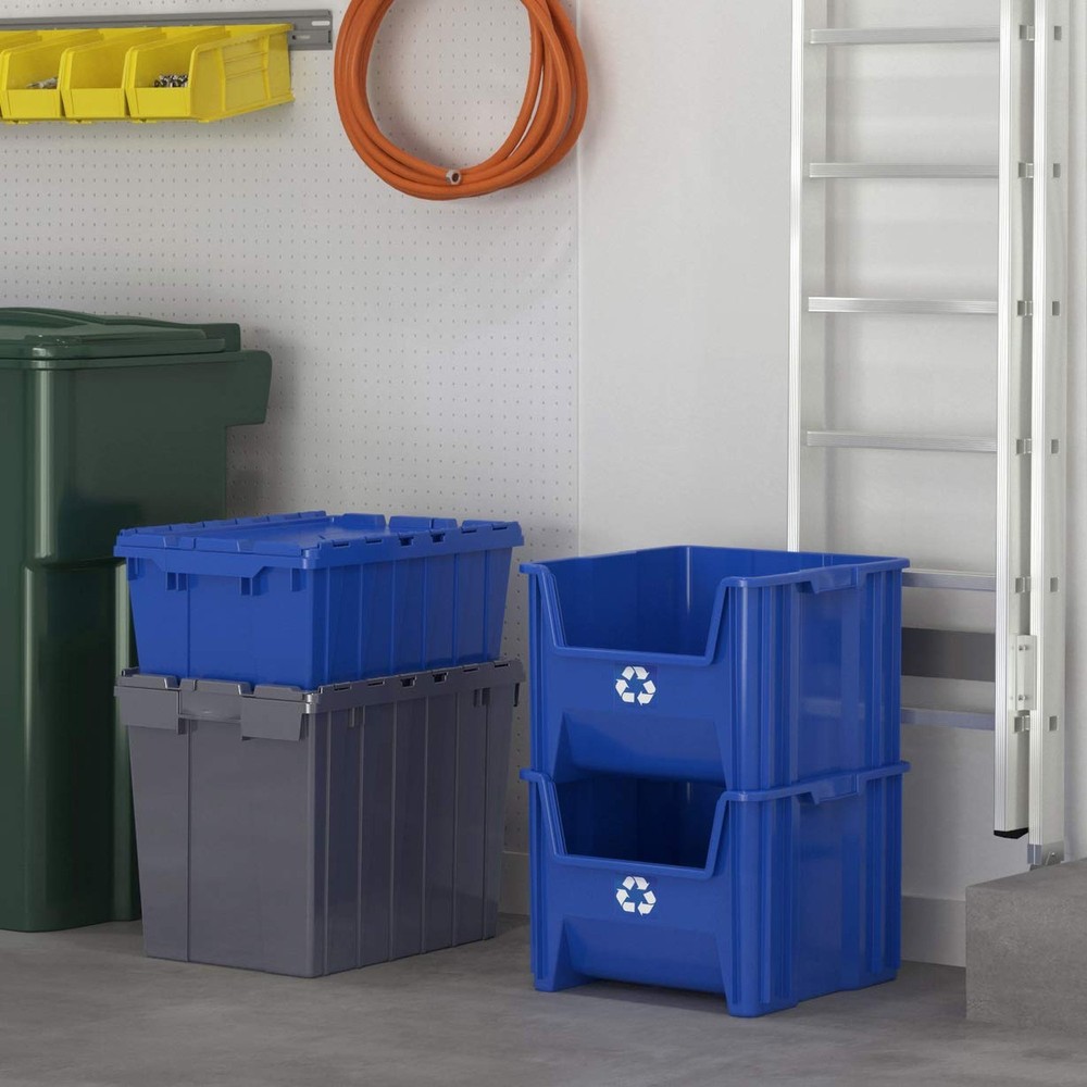 Commercial Industrial Heavy Duty Stackable Open-Front Recycling Bin Box Conta...