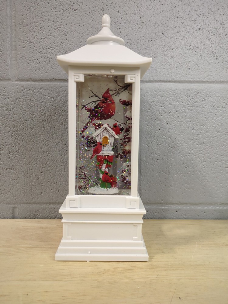 S4-LED Water Lantern with Cardinal, White Plastic