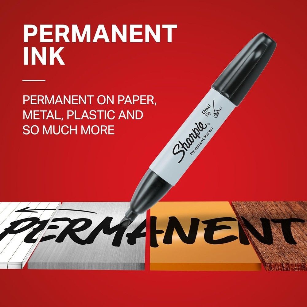 SHARPIE Permanent Markers, Chisel Tip, Black, 12 Count