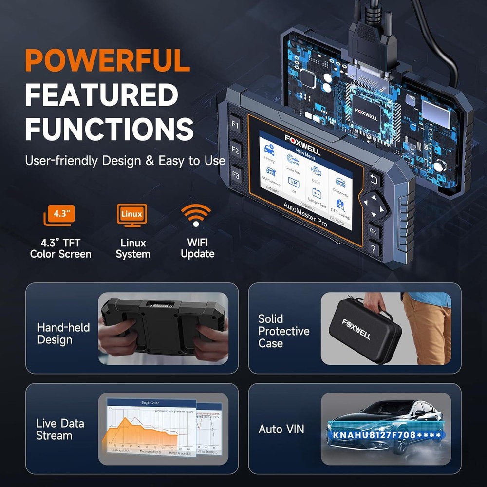 FOXWELL Car OBD2 Diagnostic Scanner ABS SRS Engine AT System Code Reader OIL EPB