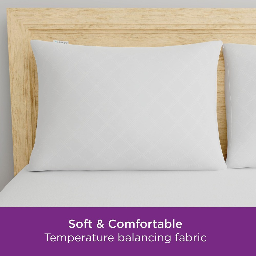 Set of 4 Standard/Queen AllerEase Pillow Protectors - Temperature Balancing, ...