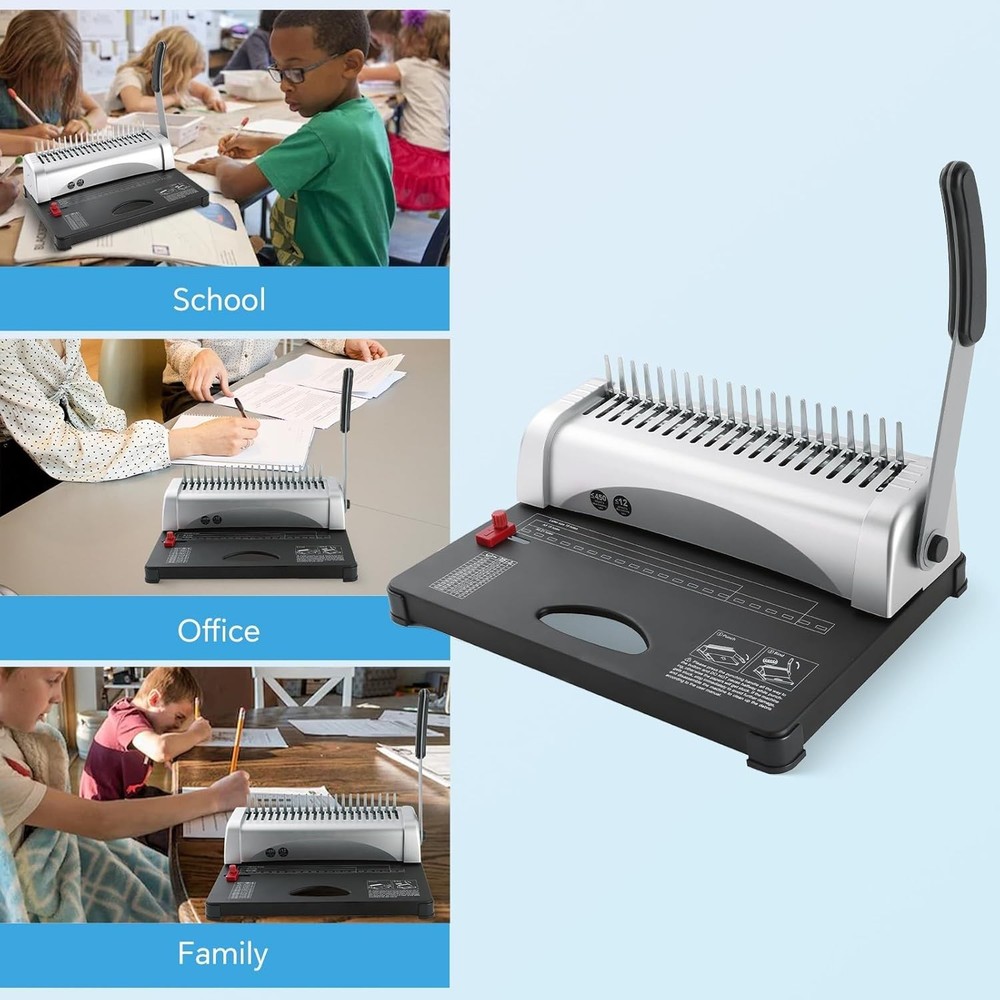 Portable Binding Machine with Starter Combs Set for A4 & Letter Size Documents