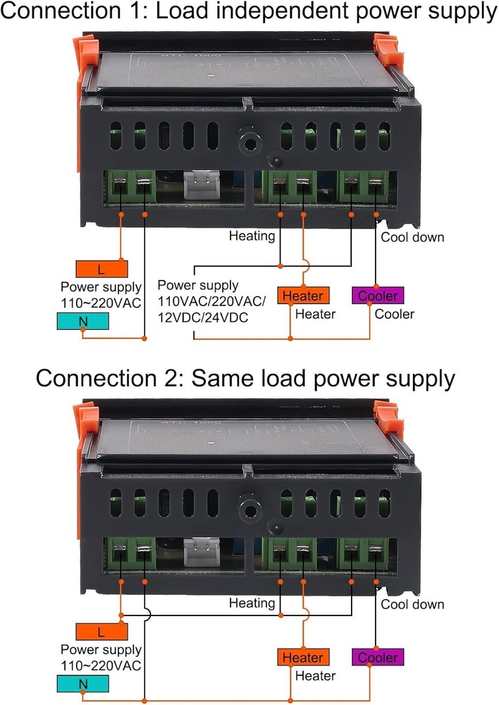 STC-1000 DC 12V 10A Digital LED Temperature Controller black,orange