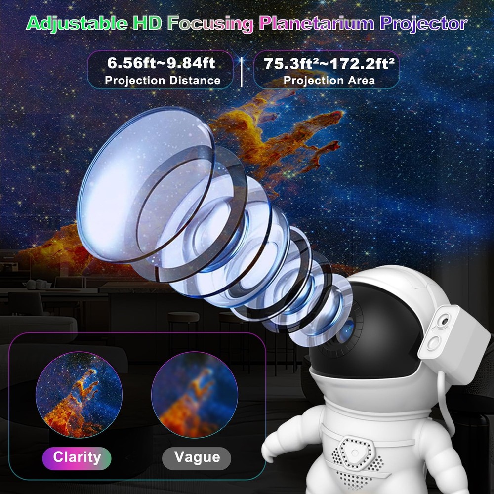 Astronaut Galaxy Projector for Bedroom, HD Galaxy Light Projector with Timer ...