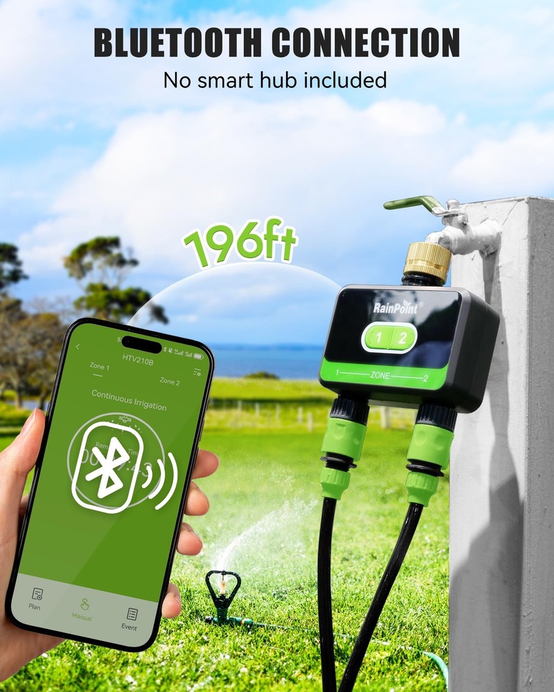RAINPOINT Bluetooth Water Timer for Garden Hose Smart Hose Timer 2 Outlet(Not...