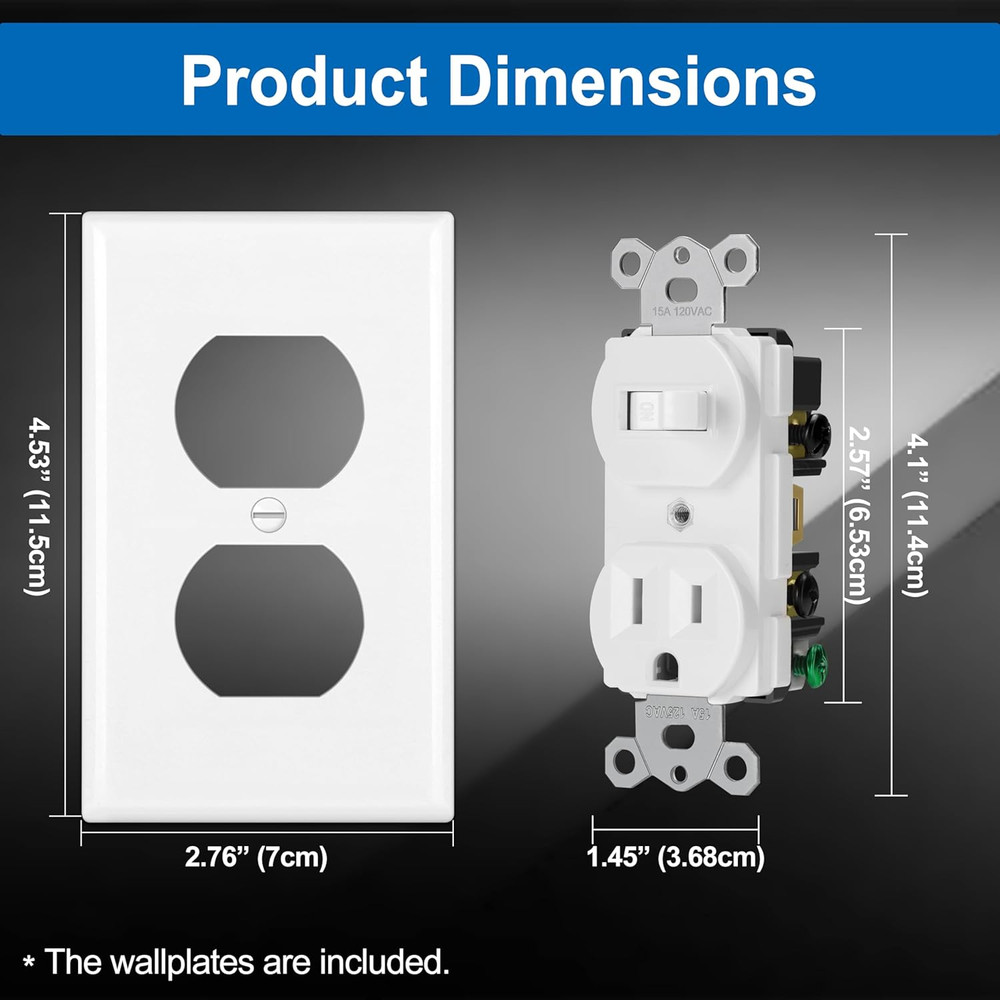 6 Pack Combination Toggle Light Switch and Duplex Receptacle Outlet ...