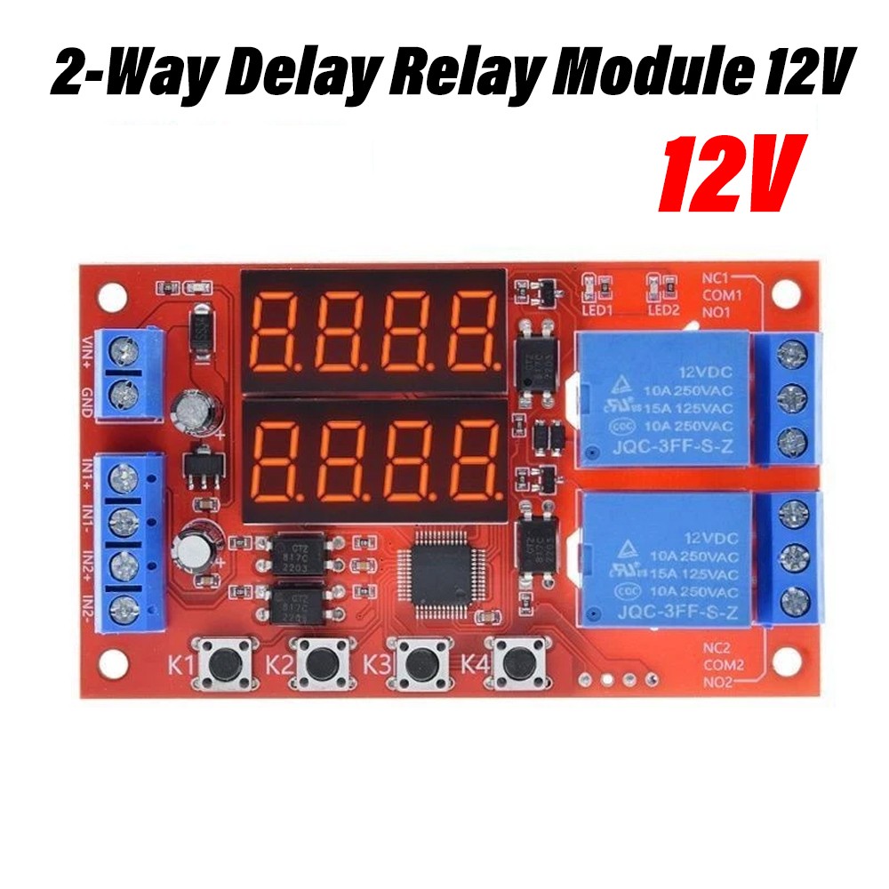 12V 10A Adjustable Time Delay Relay Module 32 Modes Dual Way LED Timer Switch