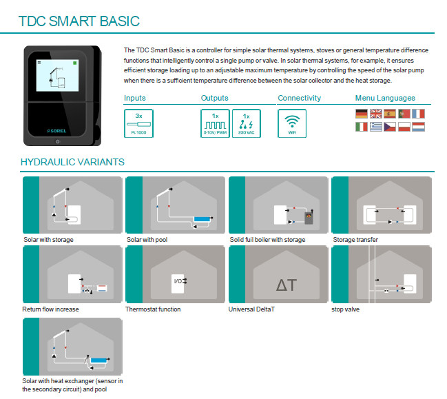 SOREL Solar Hot Water Heater Temp Difference Controller TDC Smart Basic WiFi