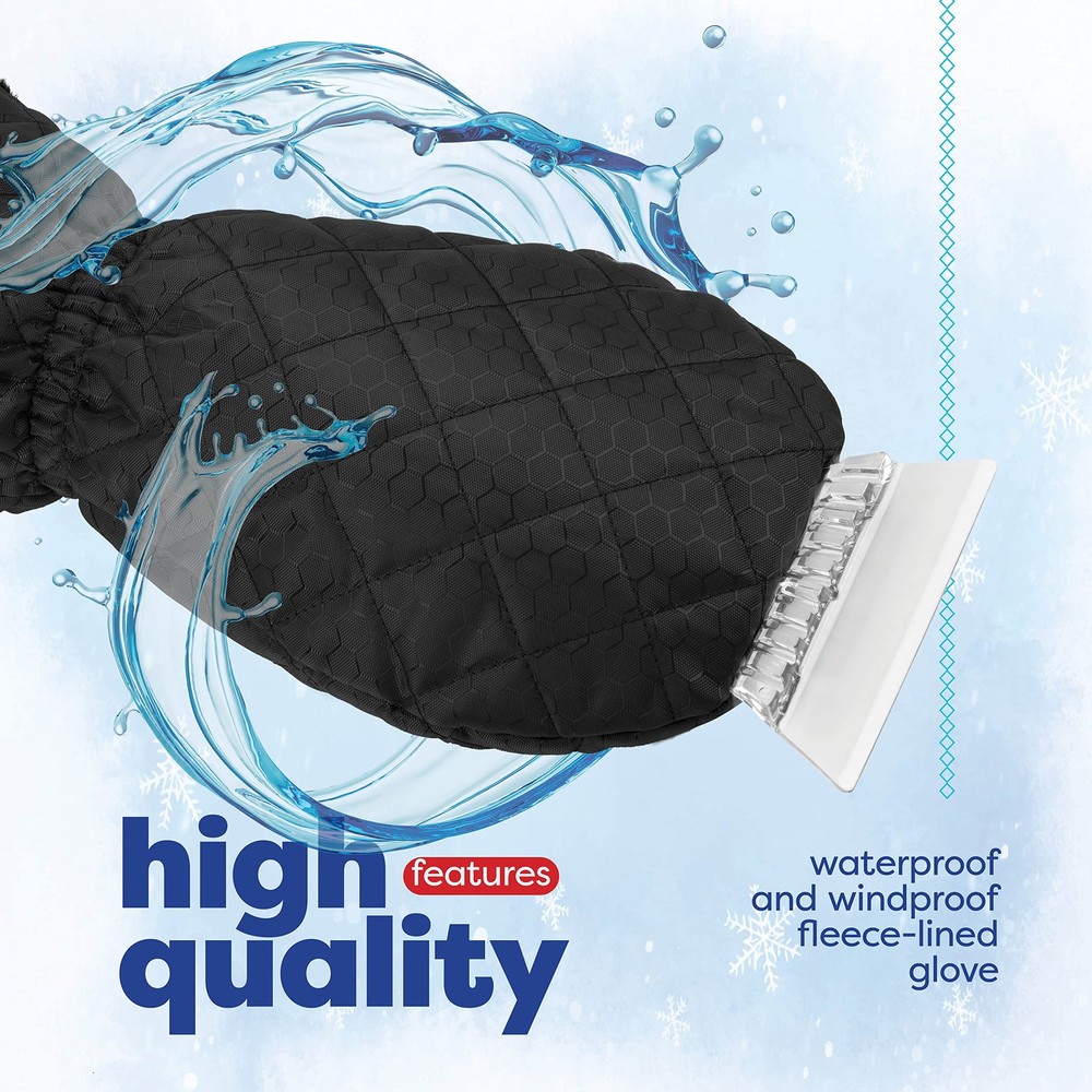 SCRUBIT Ice Scraper with Glove [2 Pack] - Car Windshield for Black
