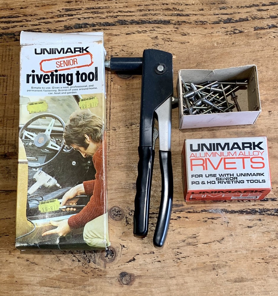 Vintage UNIMARK senior Riveting Tool & Rivets