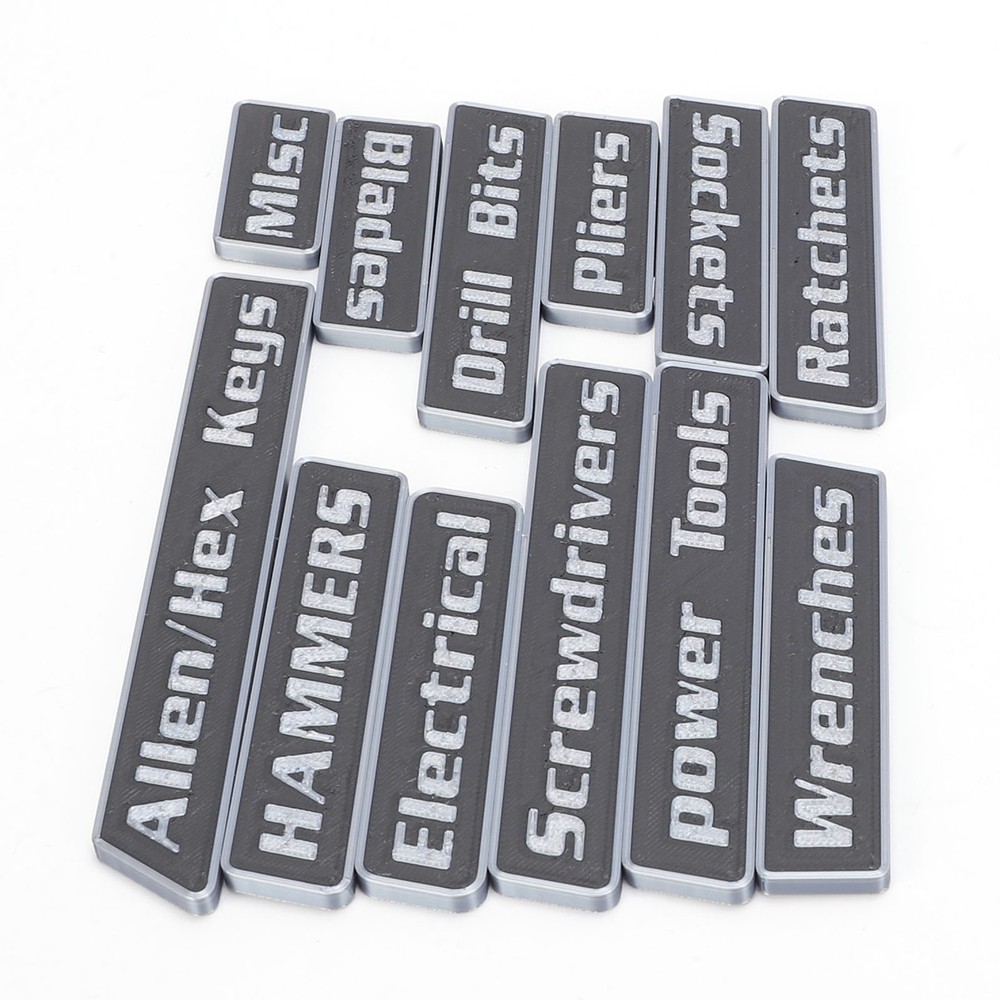 3-12pcs Magnetic Toolbox Labels Reusable 3D Printed Toolbox Drawer Tags Black