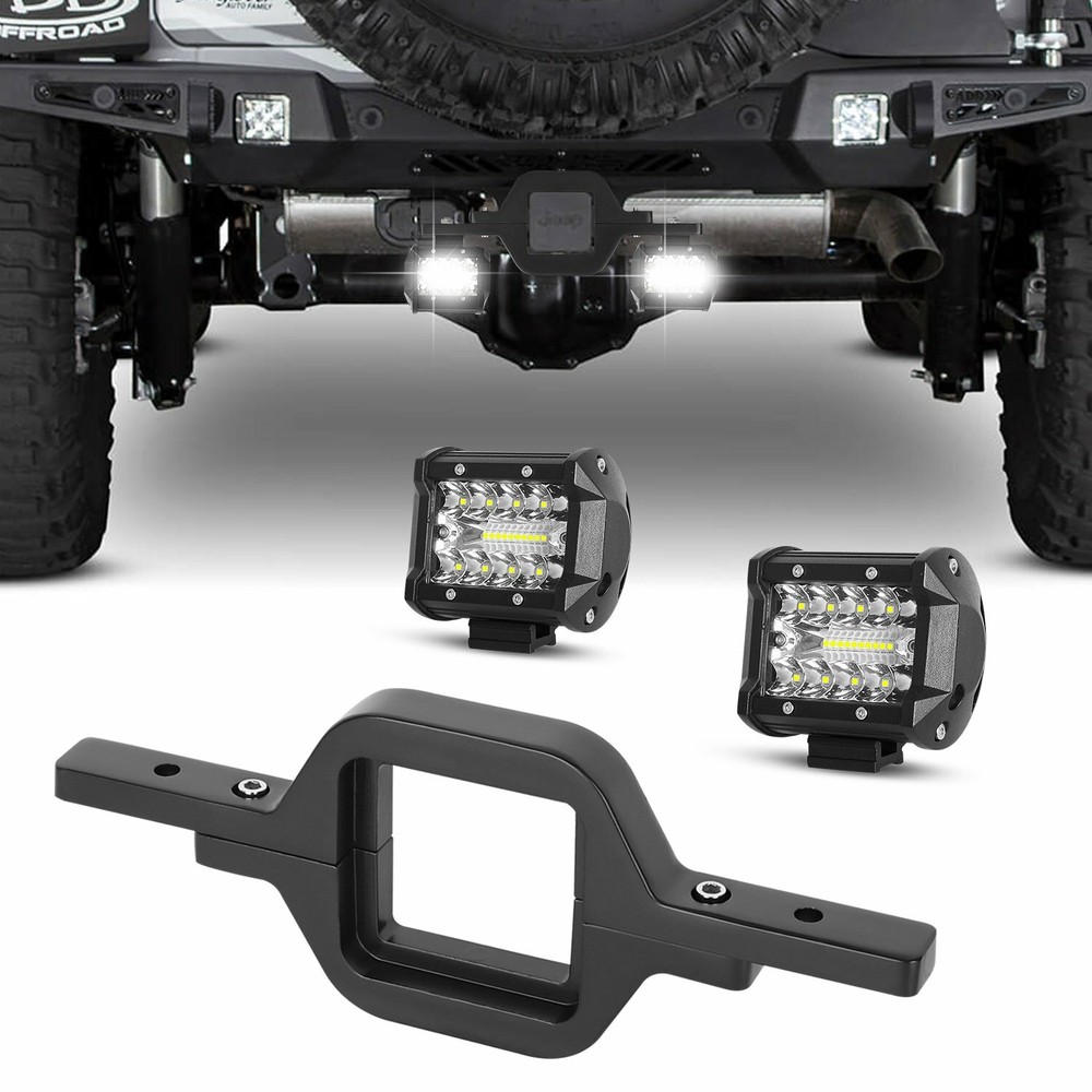 Trailer Tow Hitch Mounting Bracket with 4inch LED Work Backup Reverse Light Pods