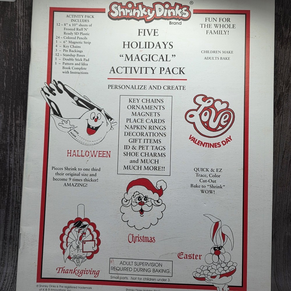 Retro Vintage Shrinky Dinks Five Holiday Pattern Book