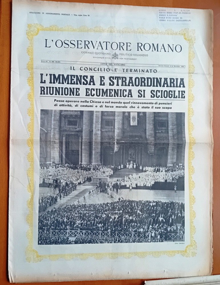 284/65 L' OSSERVATORE ROMANO - see mod. custom