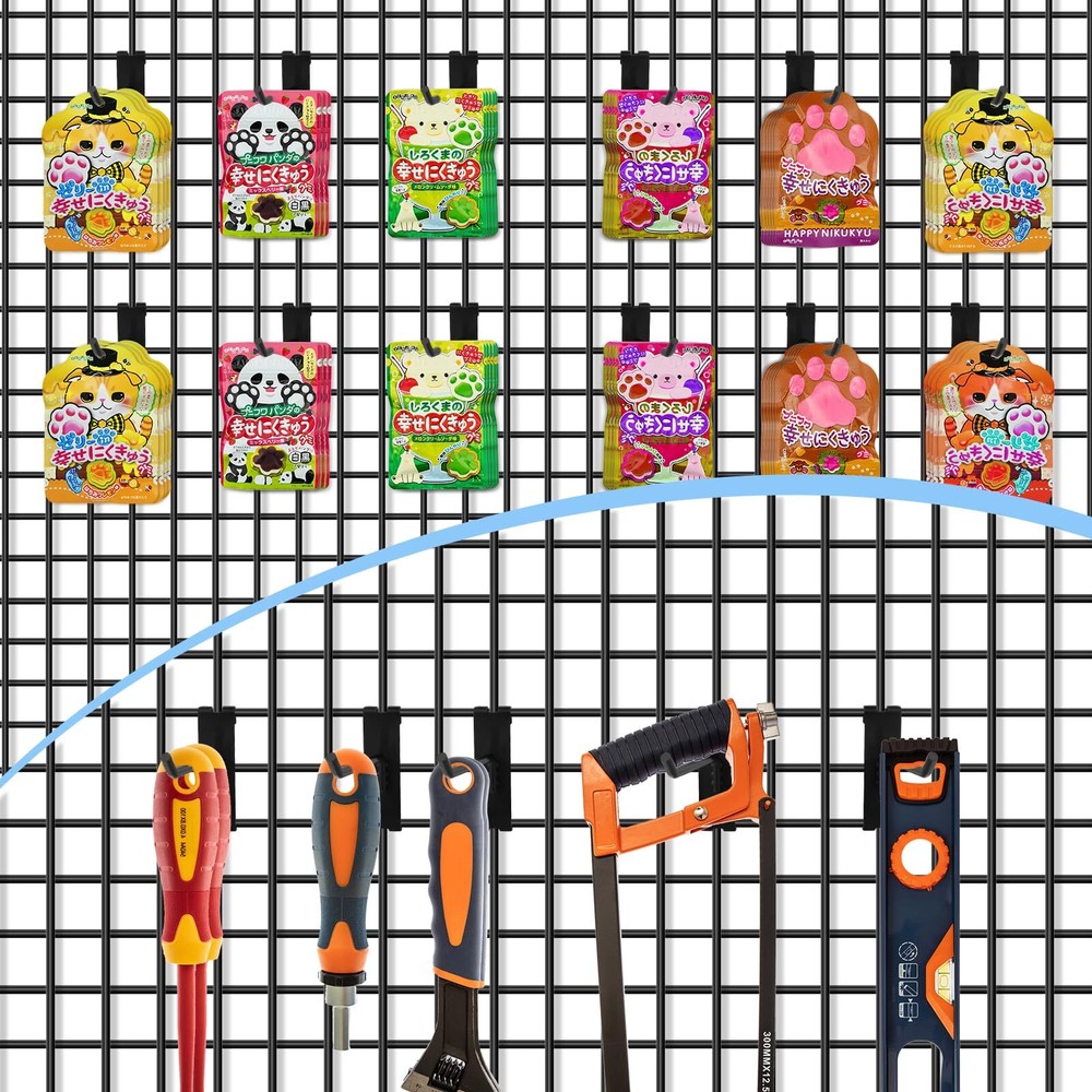 4" Heavy Duty Black Gridwall Panel Hooks Pack Of