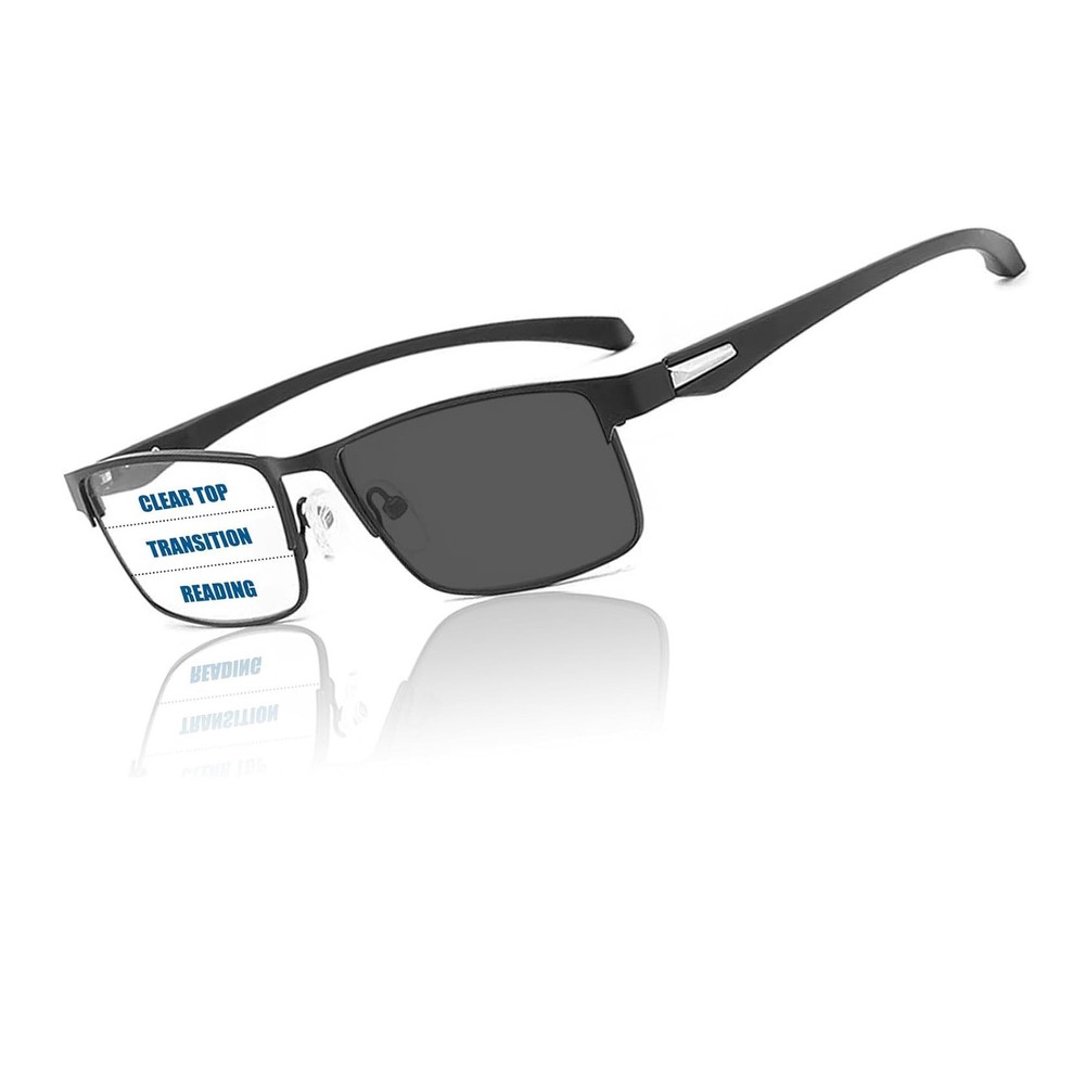 Photochromic Multifocus Reading Glasses Half Rim TR90 Reader Blue Light Blocking