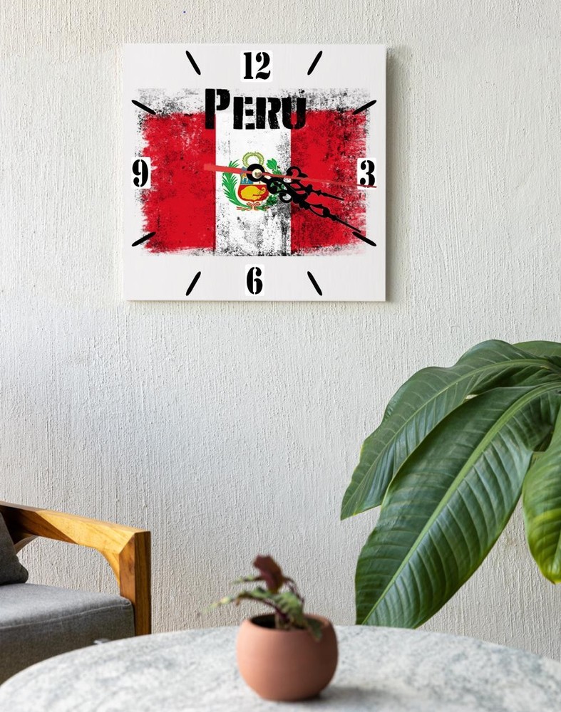 Peru Flag Wall clock patriots CERAMIC Tile Watch Support Décor