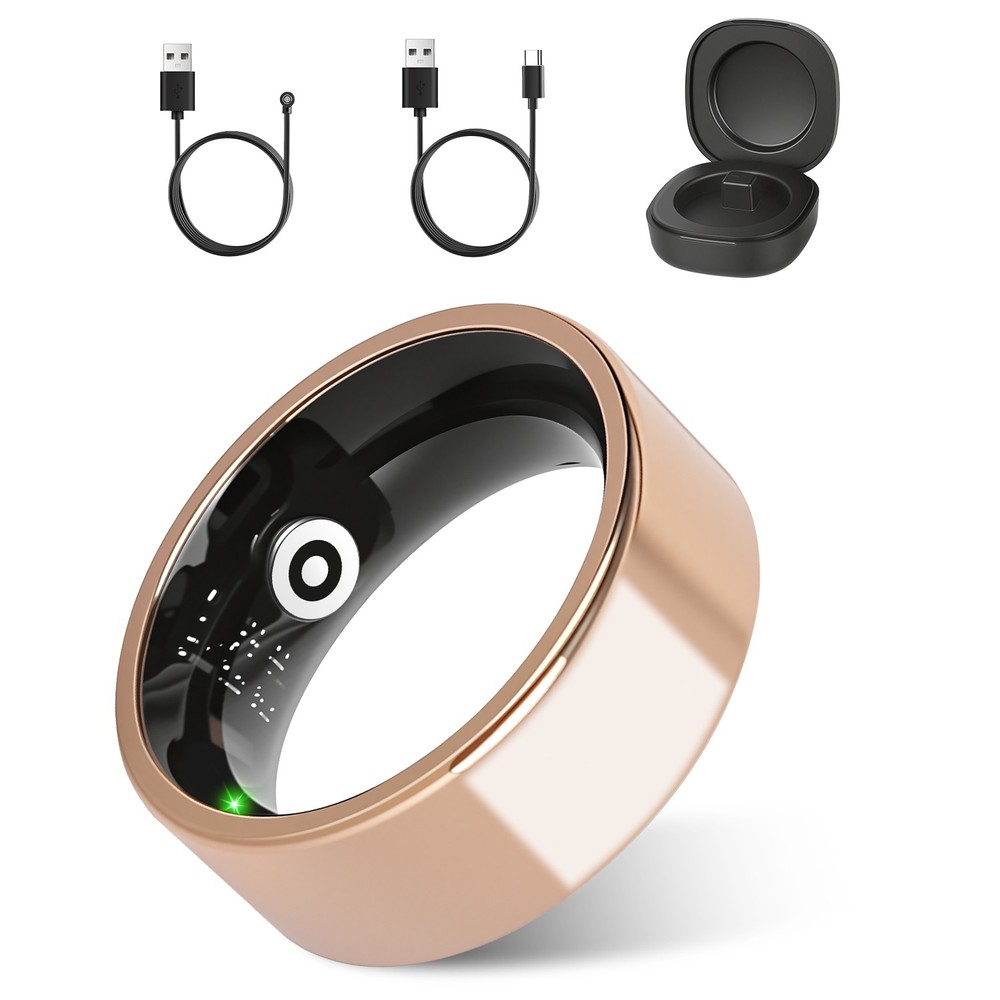 Titanium Steel Smart Health Ring with Charging Case for Sleep Activity Tracker
