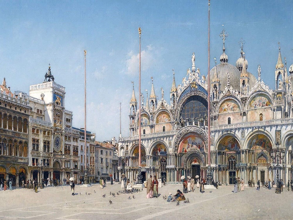 SAINT MARK'S SQUARE VENICE F. Campo Tile Mural Kitchen Backsplash Ceramic 10x8