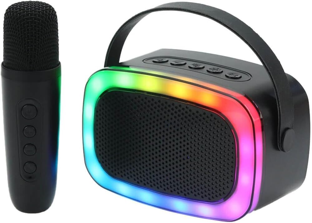 Supersonic Mini Bluetooth Karaoke Portable Speaker w/ Microphone (Black)