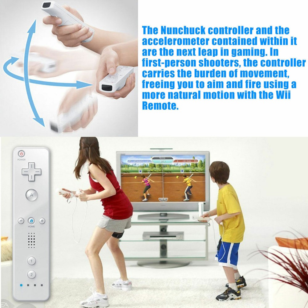 Built in Motion Plus Remote Nunchuck Controller + Case for Nintendo Wii / Wii U