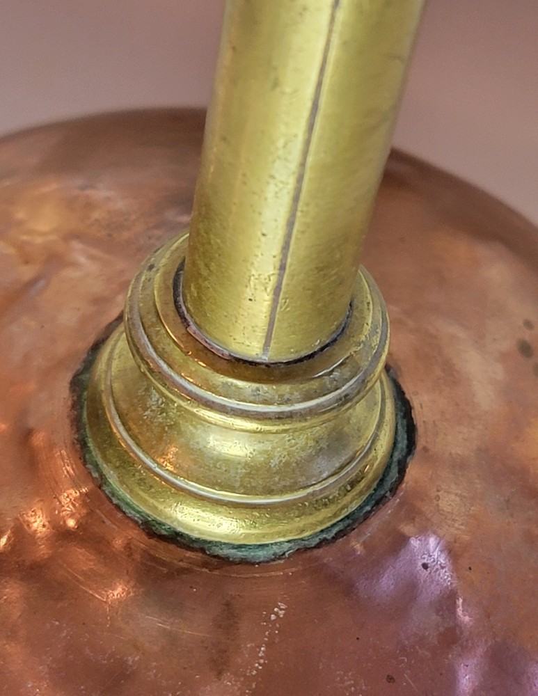 Antique Large Tinned Copper & Brass Decanting Funnel