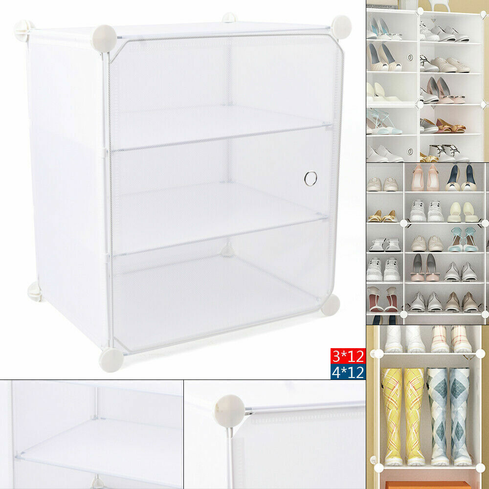 12-Tier Shoe Rack Organizer Stackable Closet 96/72 Pair Shoe Box Storage Cabinet