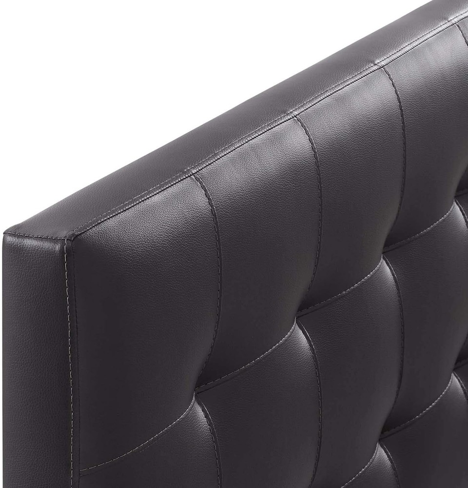 Queen Tufted Leather Headboard Brown Contemporary Adjustable