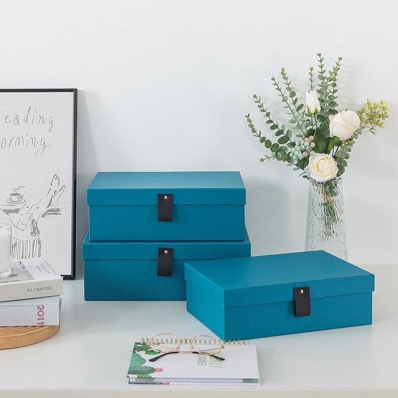 Storage Boxes Decorative Cardboard Stackable Nesting Organizing Keepsake Gift US