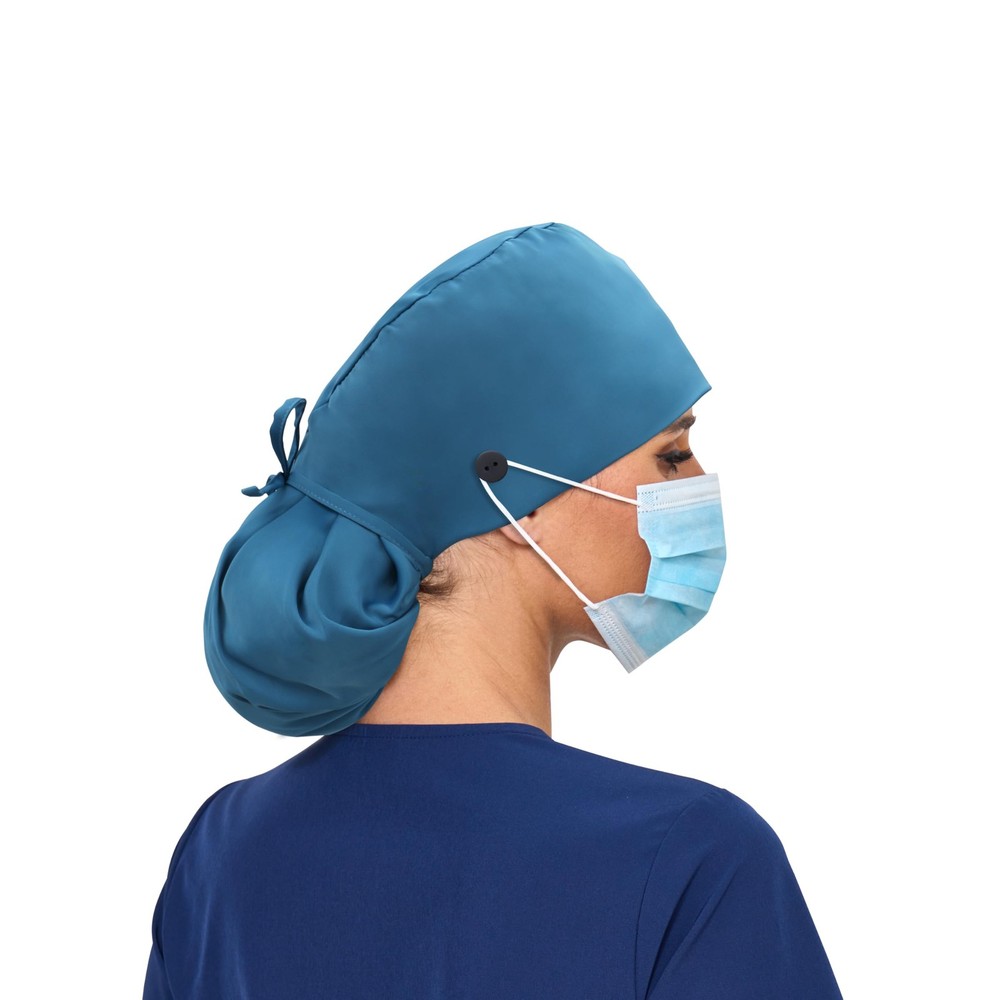 Satin Lined Scrub Cap with Ponytail Pocket Adjustable Surgical Cap with Sweat...