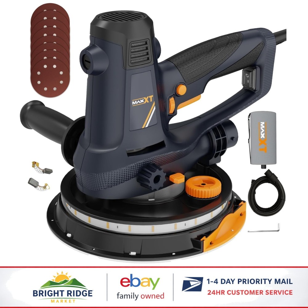 Electric Handheld Drywall Sander with Variable Speed and Dust Extraction Feature