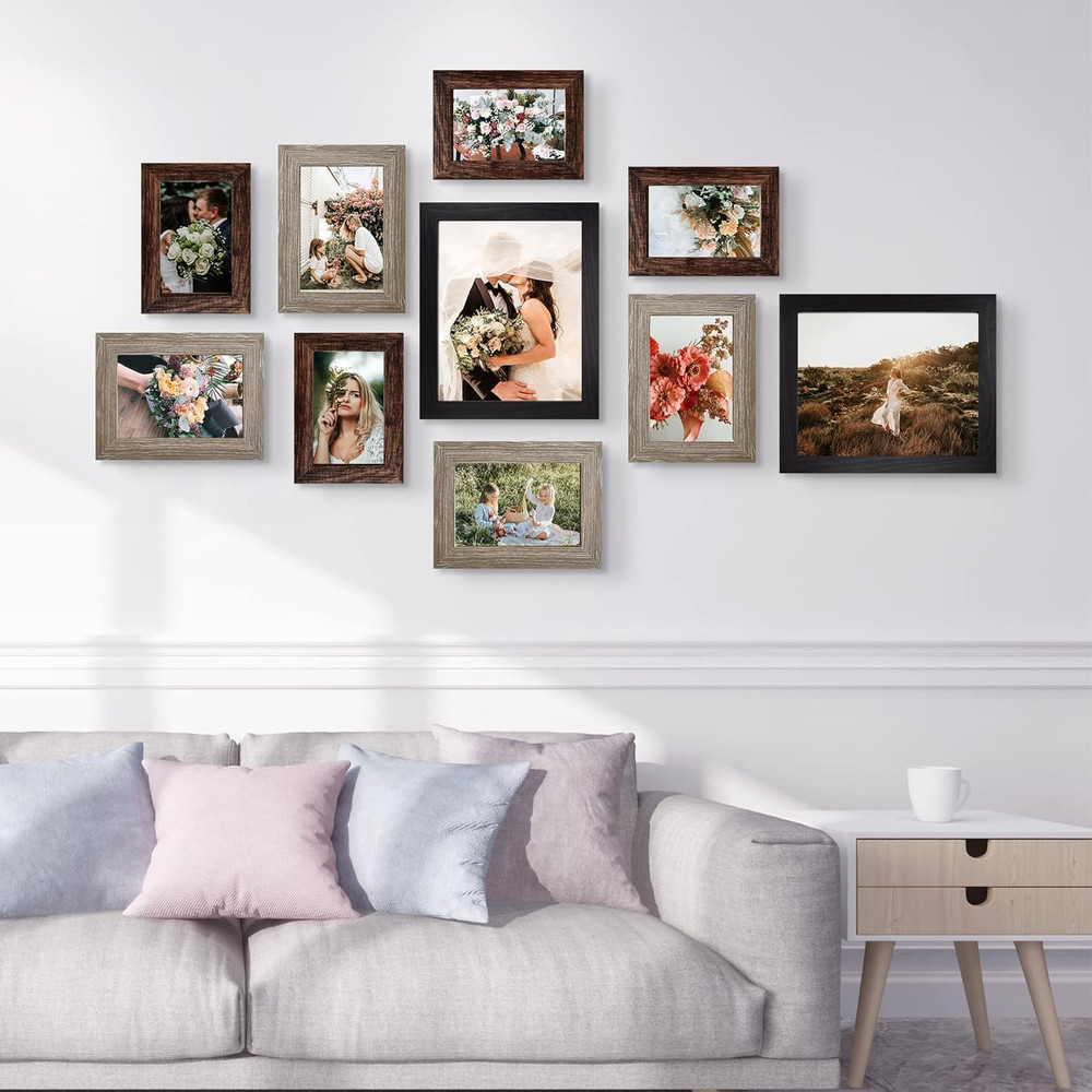 Picture Frames Collage Wall Decor 10-Pack, Gallery Wall Frame Set with 8X10 5X7