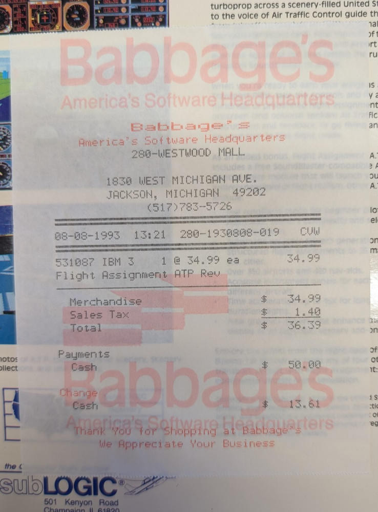 Flight Assignment | A.T.P. | COMPLETE with original sales receipt