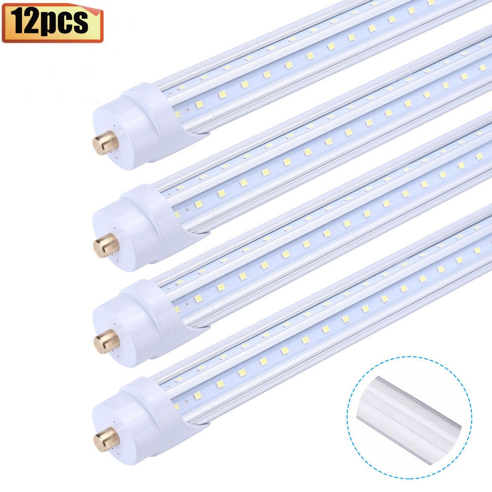 12Pack 8FT LED Tube Light 65W 45W FA8 Single Pin LED Shop Light, Ballast Removed