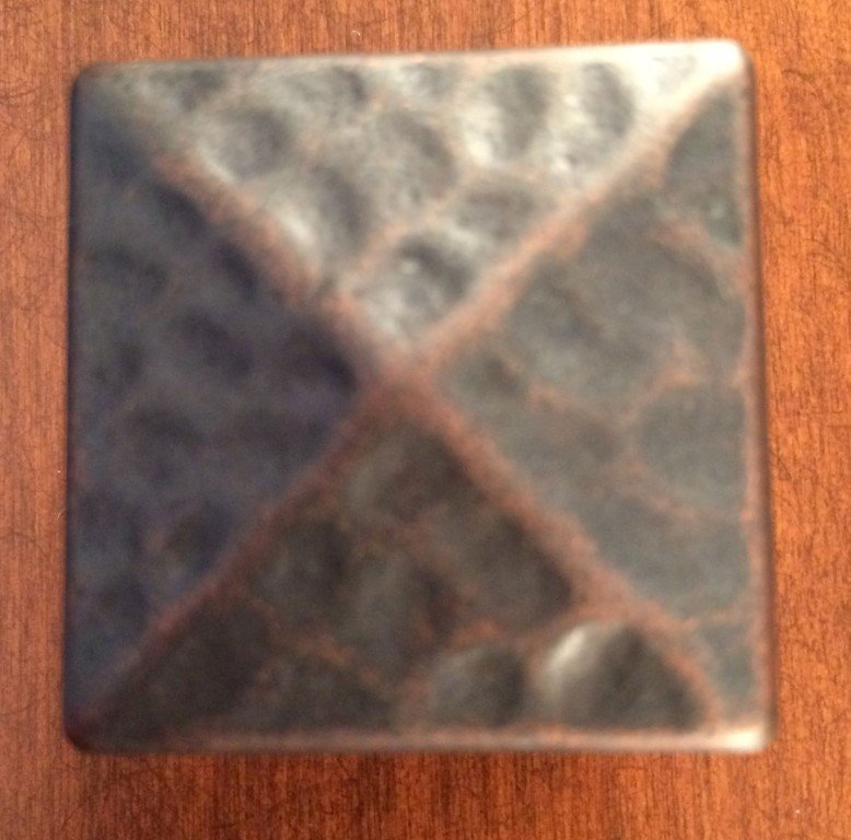 Mission Style Hammered Square Pyramid Cast Brass Knob Copper pull rustic antique