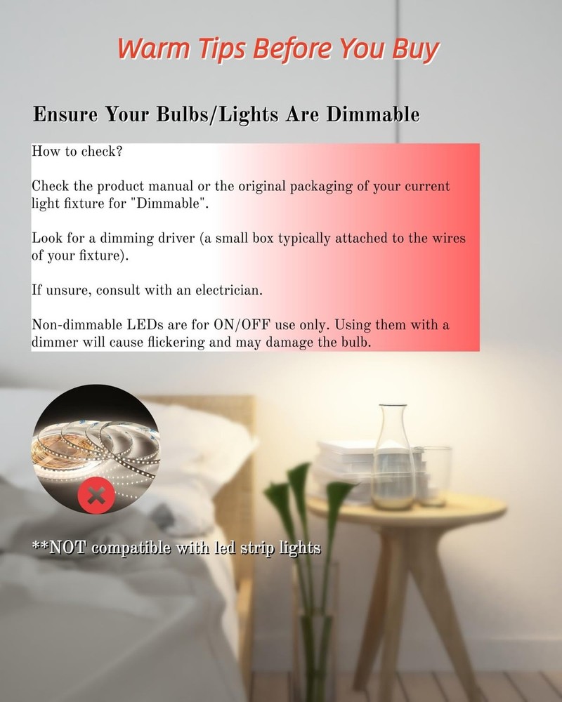 Wireless Dimmer Switch, 2 Remote Light Switch and 2 Receiver kit, Work with A...