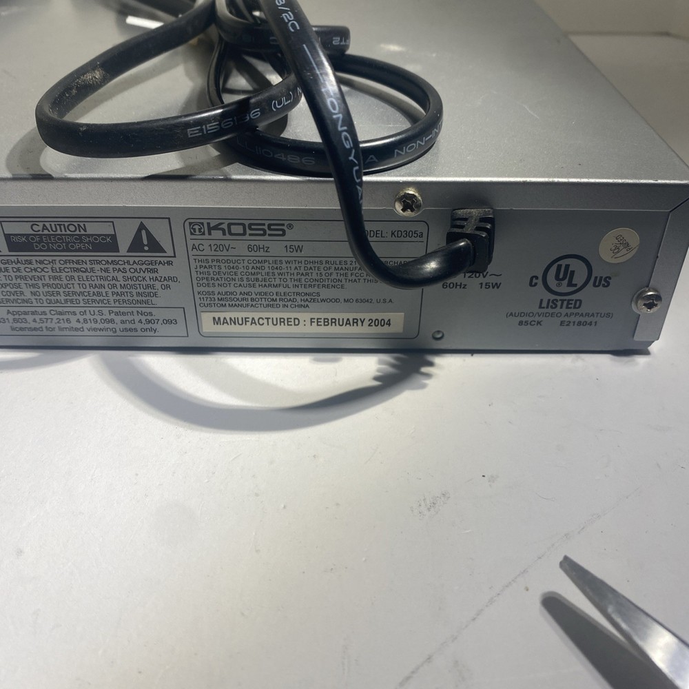 Koss Mod Kd308a DVD/CD/MD3 Player With Remote Tested Fast Shipping
