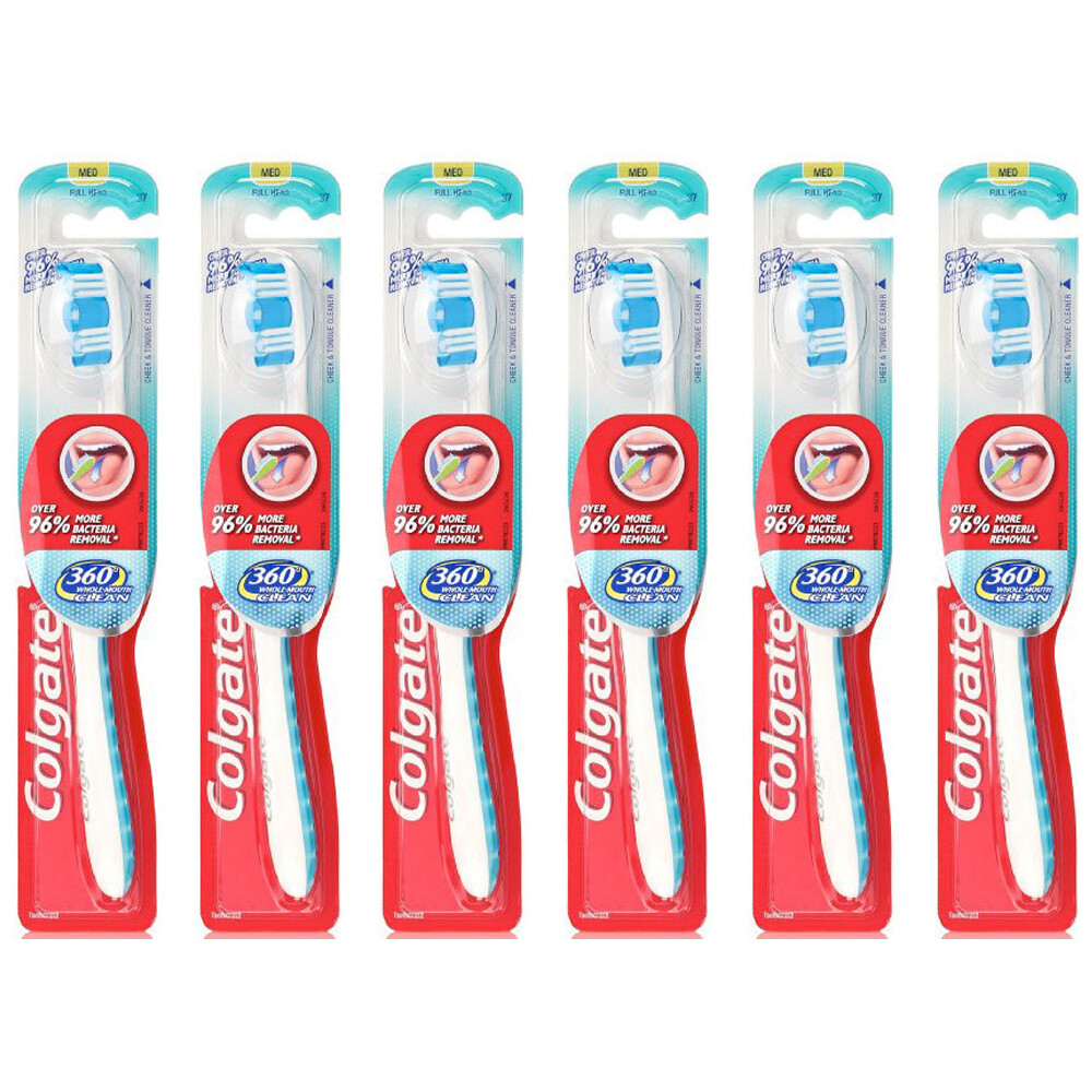 Pack of (6) New Colgate 360 Full Head Toothbrush, Medium