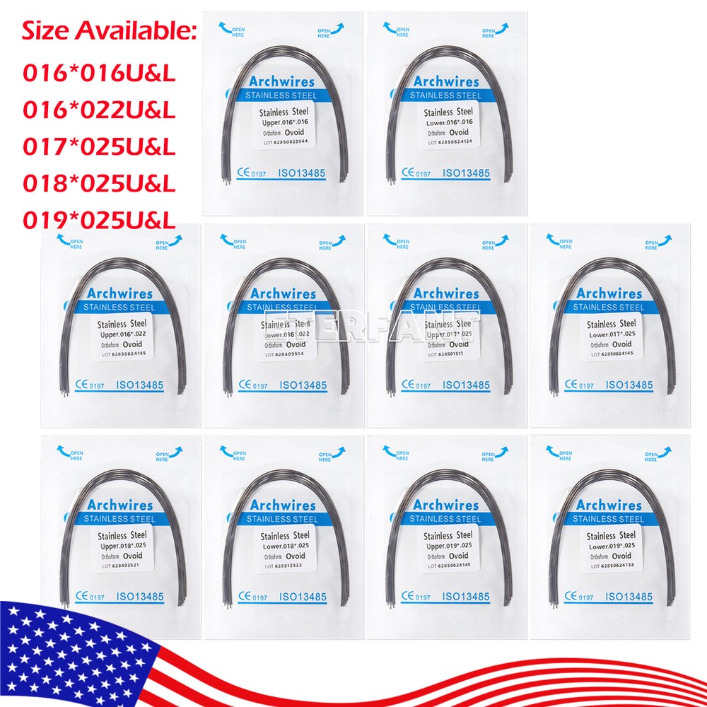 ETERFANT Dental Ortho Arch Wires Stainless Steel Rectangular/Round 10pcs/pack US