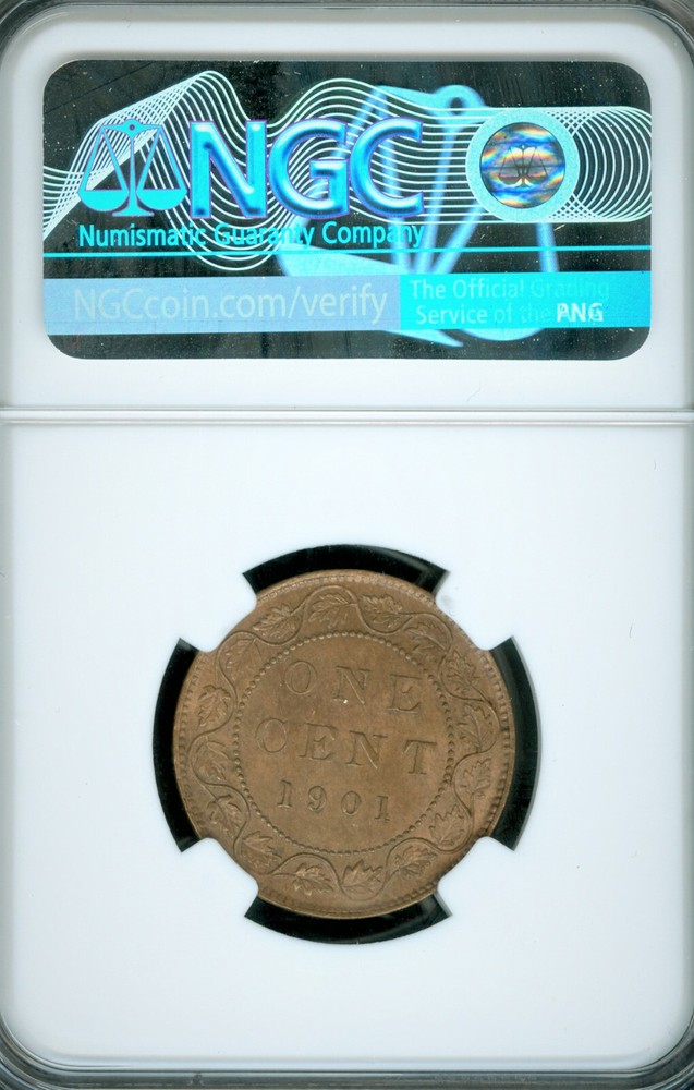 1901 CANADA LARGE CENT NGC MS63 BN MAC 8PERL FIRST STRIKE *