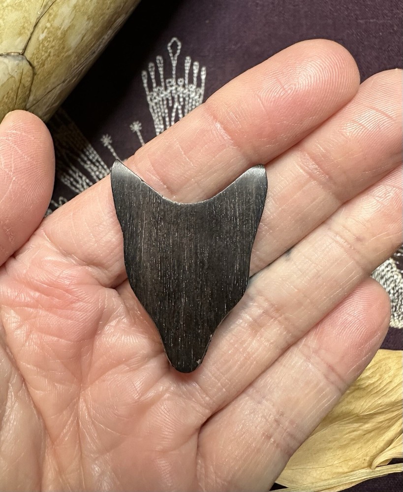 Bovine Bone Black Wolf Head Carving, Ethically Sourced Cow Bone