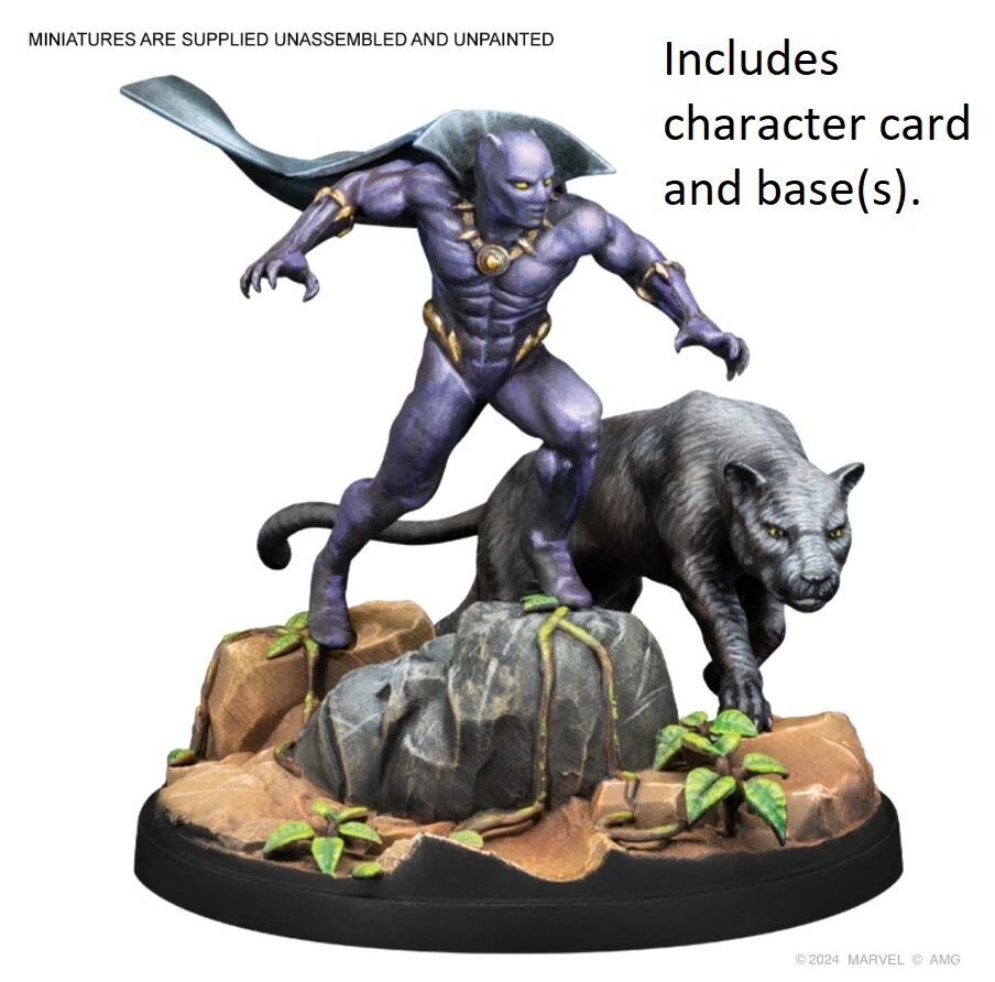 Marvel Crisis Protocol Black Panther Bast model, character cards + base MCP